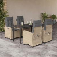 5-delige Tuinset met kussens poly rattan gemengd beige - thumbnail
