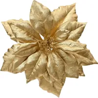 Poinsettia op clip 24 cm goud - thumbnail