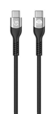 Manhattan USB-laadkabel USB-C stekker 2.00 m Zwart Stekker past op beide manieren, Afgeschermd (dubbel) 356367 - thumbnail