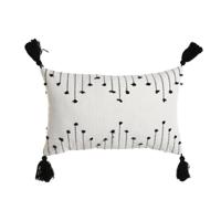 Kussen Home ESPRIT Wit Zwart Ruiten 50 x 15 x 30 cm - thumbnail