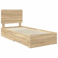 Bedframe met hoofdeinde Sonoma Eiken 75 x 190 cm Bewerkt hout - thumbnail