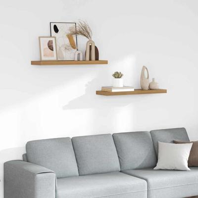 Wandplank met opslag 2 pcs Bruin 90 x 23,5 x 4 cm Bewerkt hout