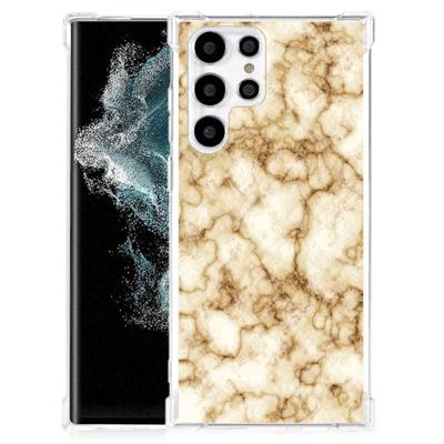Samsung Galaxy S22 Ultra Anti-Shock Hoesje Marmer Goud Samsung Galaxy S22 Ultra Anti-Shock Hoesje Marmer Goud