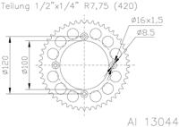 ESJOT Chain wheel 420 51z alu silver - thumbnail