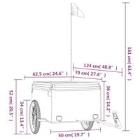 VidaXL Fietstrailer 45 kg ijzer zwart en grijs - thumbnail