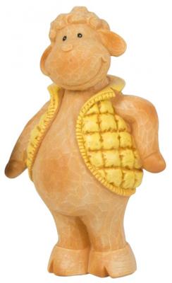 Arti Casa beeld schaap met gele jas 7,5x12x20 cm polyresin Arti Casa beeld schaap met gele jas 7,5x12x20 cm polyresin