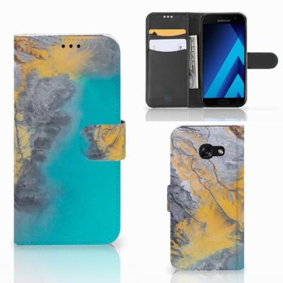 Samsung Galaxy A5 2017 | Bookcase | Marble Blue Gold | Portemonnee hoesje