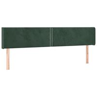 Hoofdbord met randen 203x16x78/88 cm fluweel donkergroen - thumbnail