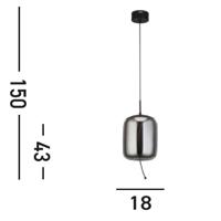 Searchlight Hanglamp GlasLisbon zwart met smoke cilinderglas - 75132-1SM - thumbnail