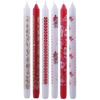 Creativ Company Adventkaarsen, h: 30 cm, d 22 mm, rood, wit, 24 stuk/ 1 doos - thumbnail