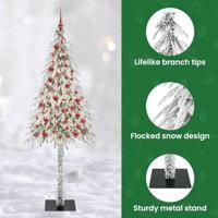 VidaXL Kerstboom met 300 led met standaard wit 210 cm pe en staal - thumbnail