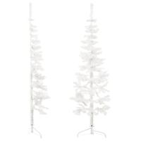 Kunstkerstboom half met standaard smal 180 cm wit - thumbnail