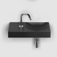 Clou Vale Fontein Met Kraangat Links Met Geïntegreerde Afvoer Zwart Mat Keramiek 45 cm Clou - thumbnail
