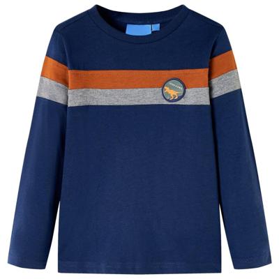 Kindershirt met lange mouwen dinosaurusprint 92 marineblauw