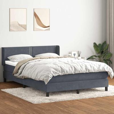 Boxspring met matras fluweel donkergrijs 140x220 cm