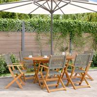 7-delige Tuinset poly rattan en massief hout grijs - thumbnail