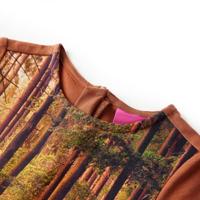Kinderjurk met lange mouwen paardenprint 104 cognackleurig - thumbnail