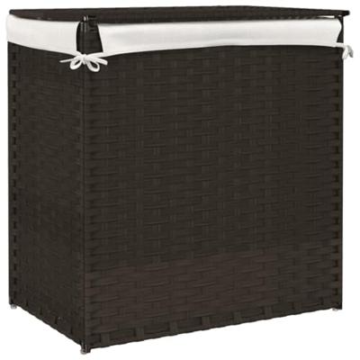 VidaXL Wasmand met 2 vakken 53x35x57 cm poly rattan donkerbruin