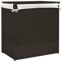 VidaXL Wasmand met 2 vakken 53x35x57 cm poly rattan donkerbruin - thumbnail