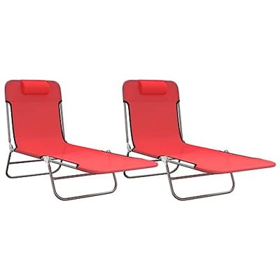 Ligbedden 2 st inklapbaar textileen en staal rood - thumbnail
