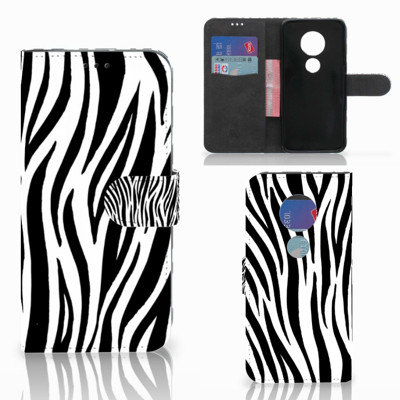 Motorola Moto G7 | G7 Plus | Telefoonhoesje | Met pasjeshouder | Zebra