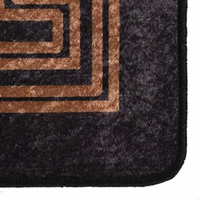 VidaXL Vloerkleed wasbaar anti-slip 80x150 cm zwart en goudkleurig VidaXL Vloerkleed wasbaar anti-slip 80x150 cm zwart en goudkleurig