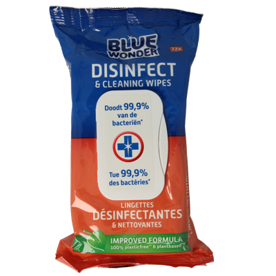 Blue Wonder Desinfect & cleaning wipes 72 Stuks Blue Wonder Desinfect & cleaning wipes 72 Stuks