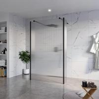 Fortifura Galeria Vrijstaande Inloopdouche - 120x200cm - Helder geribbeld - antikalk - 8mm veiligheidsglas - 2 zijwanden 30cm - wandsteunen en hoekprofielen - Zwart mat SW927767 2x/SW797953/SW797945 2x/SW358025 2x - thumbnail