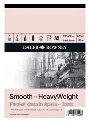 Tekenpapier daler rowney smooth 220gr a5 wit