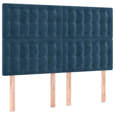 Hoofdborden 4 st 72x5x78/88 cm fluweel donkerblauw