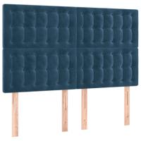 Hoofdborden 4 st 72x5x78/88 cm fluweel donkerblauw - thumbnail