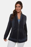 Ulla Popken Sweatjack, cool dyed, sjaalkraag - Grote Maten - thumbnail