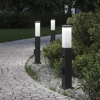 Bolderverlichting met sensor en stopcontact 3 stuks 50 cm zwart IP44