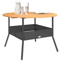 Tuintafel met acaciahouten blad 110x71 cm poly rattan zwart - thumbnail