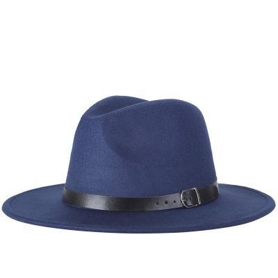 Mannen Fedora vrouwen Jazz hoed zwart wollen Blend Cap buiten Casual Hat(Blue)