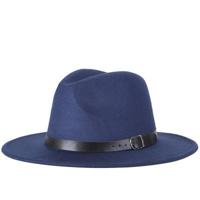 Mannen Fedora vrouwen Jazz hoed zwart wollen Blend Cap buiten Casual Hat(Blue) - thumbnail