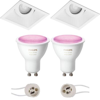 Philips Hue LED Spot Set GU10. Kantelbaar. Mat Wit. Bluetooth. 93mm