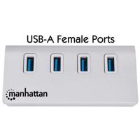 Manhattan 163767 USB 3.2 Gen 1-hub 4 poorten Met aluminium behuizing Wit - thumbnail