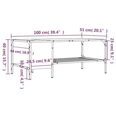Salontafel met rek 100x51x40 cm bewerkt hout sonoma eikenkleur