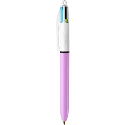 Bic Colours Fun 4-kleurenbalpen, medium, pastel inktkleuren, lichaam pastelroze