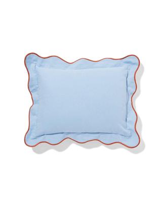 HEMA Kussen 40x30cm Katoen Met Rand Blauw (blauw)