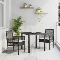 Tuinstoel 2 pcs Zwart 53 x 60 x 85cm poly rattan - thumbnail