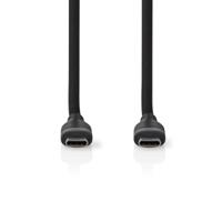 Nedis CCGB60820BK15 Usb-kabel Usb 2.0 Usb-c™ Male Usb-c™ Male 60 W 480 Mbps Vernikkeld 1.50 M Rond Silicone Zwart Doos - thumbnail