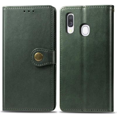 Retro effen kleur lederen gesp mobiele telefoon bescherming lederen draagtas met foto frame & kaartsleuf & portemonnee & beugel functie voor Galaxy A4