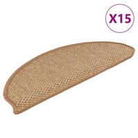 VidaXL Trapmatten zelfklevend 15 st sisal-look 65x21x4 cm sisalkleurig - thumbnail
