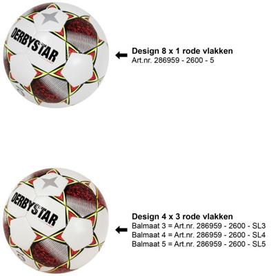 Derbystar Classic S-Light II Voetbal 4 x 3 Vlakken Maat 5 Wit Rood Geel