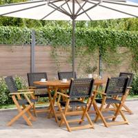 7-delige Tuinset poly rattan en massief hout zwart - thumbnail