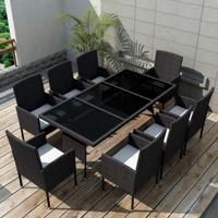 9-delige Tuinset met kussens poly rattan zwart - thumbnail