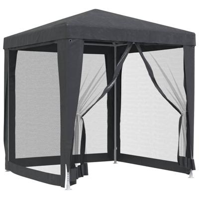 Partytent met 4 mesh zijwanden 2x2 m HDPE antracietkleurig Partytent met 4 mesh zijwanden 2x2 m HDPE antracietkleurig