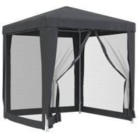 Partytent met 4 mesh zijwanden 2x2 m HDPE antracietkleurig - thumbnail